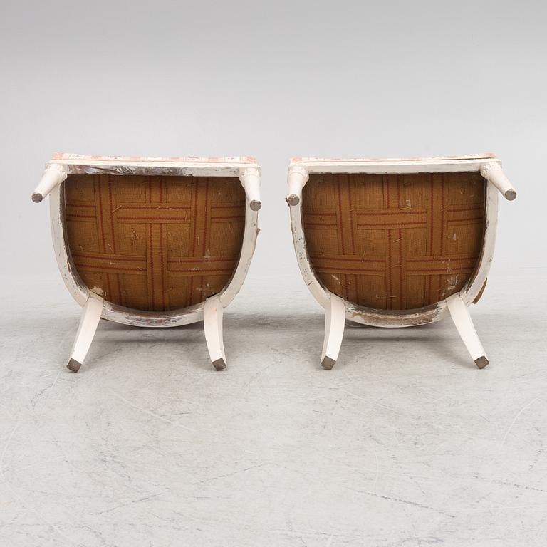 Armchairs, a pair, late Gustavian, Lindome, early 19th century.