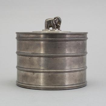 SYLVIA STAVE, lidded jar, pewter for C G Hallberg, 1931.