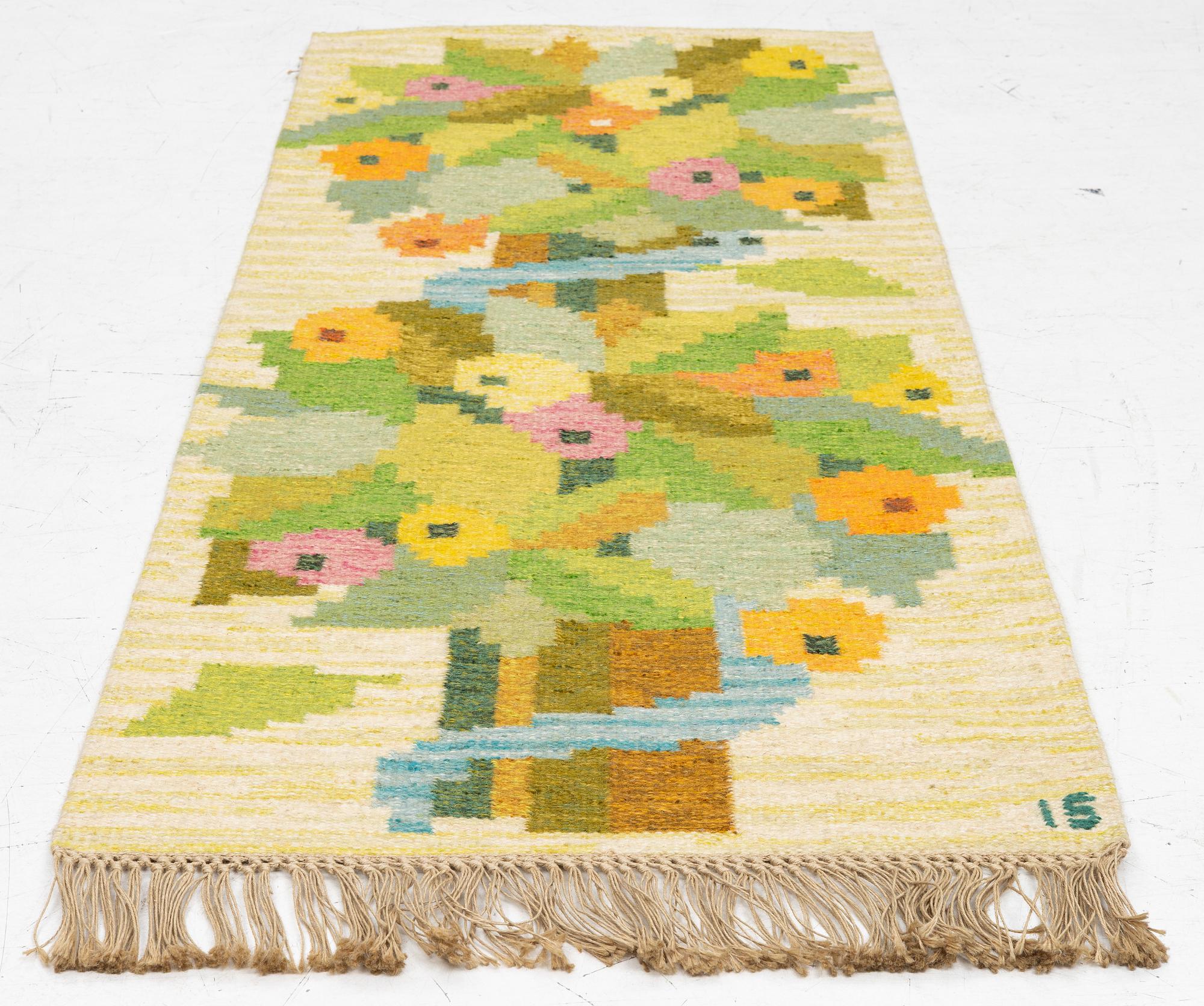 Ingegerd Silow, Wall hanging, röllakan, “Paradisäpple”, signed IS, approximately 170 x 70 cm.