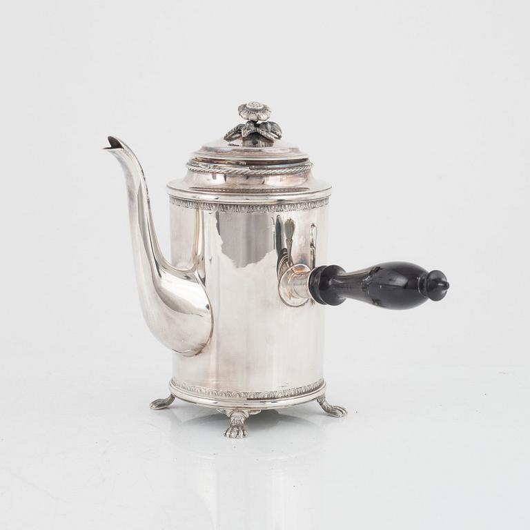 Eric Råström, kaffekanna, silver, sengustaviansk stil, Råströms Silver- O Nysilverfabrik, Stockholm, 1963.