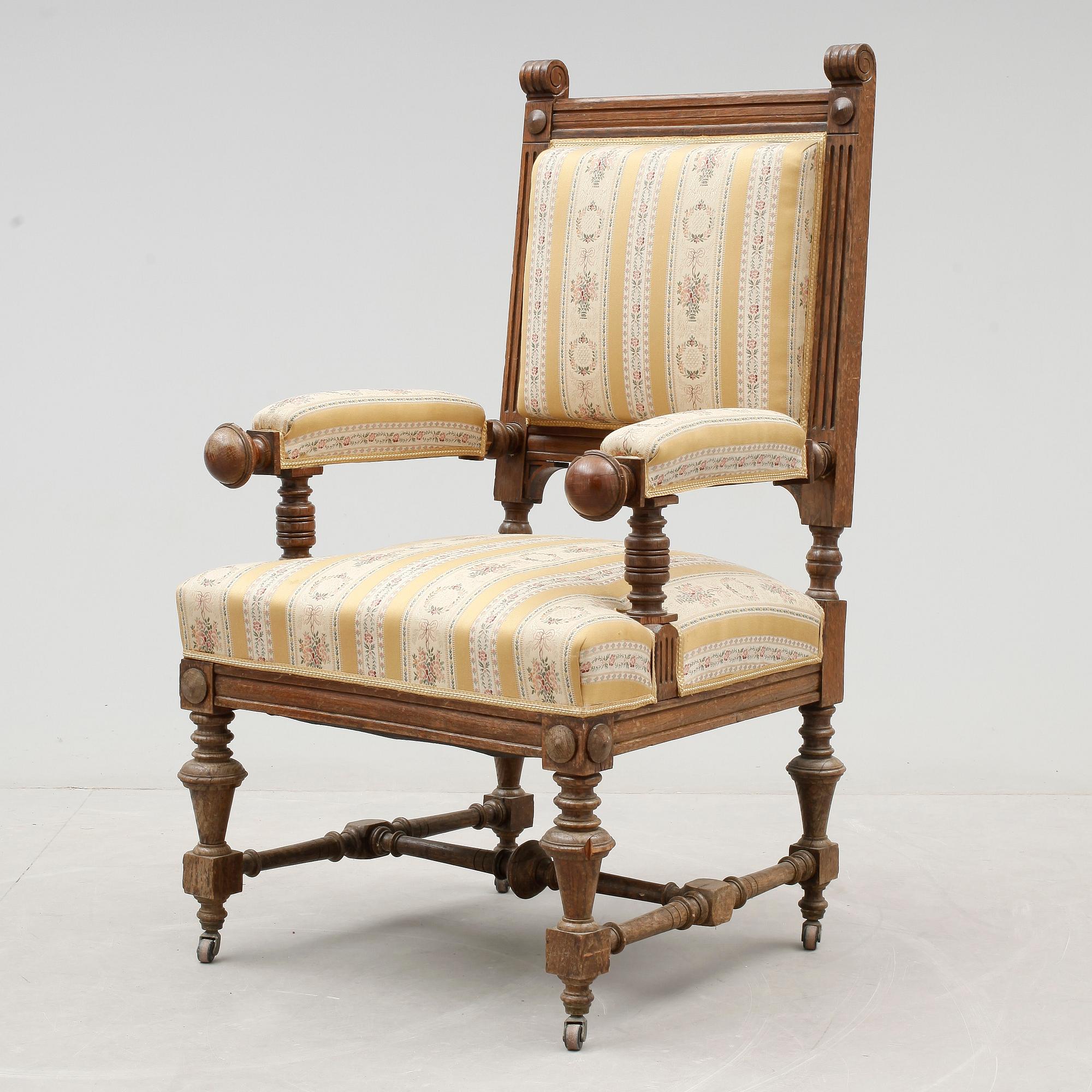 FÅTÖLJ, nyrenässans, 1800-talets slut.