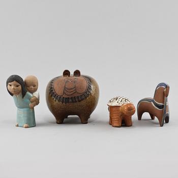 FIGURINER, 4 st, stengods, Lisa Larson, Gustavsberg, 1900-talets andra hälft.