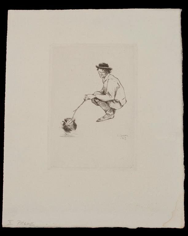 LOUIS SPARRE, etsningar, 8 st, signerade i plåten.