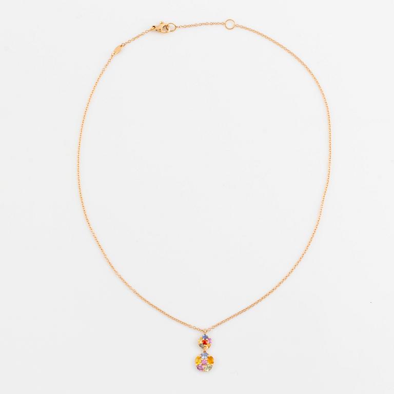 Patrik af Forselles, halsband guld med multifärgade safirer och briljantslipade diamanter.