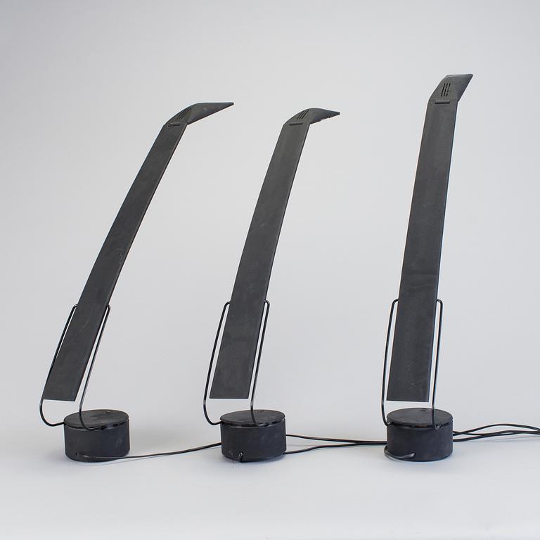 MARIO BARBAGLIA & MARCO COLOMBO, 3 table lamps, plastic, "Dove", Italiana Luce, late 20 th century.