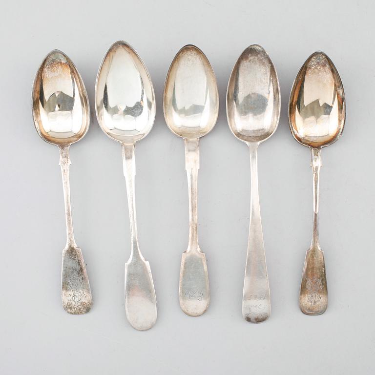 SKEDAR, 5 st, silver, Ryssland, 1800-/1900-tal. Vikt ca 296 gram.