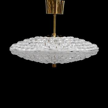 TAKLAMPA, Carl Fagerlund, Orrefors, 1900-talets andra hälft. Höjd ca 33 cm.