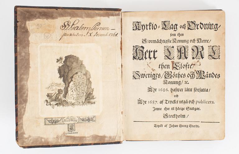 First edition of the The Swedish Church Law of 1686.