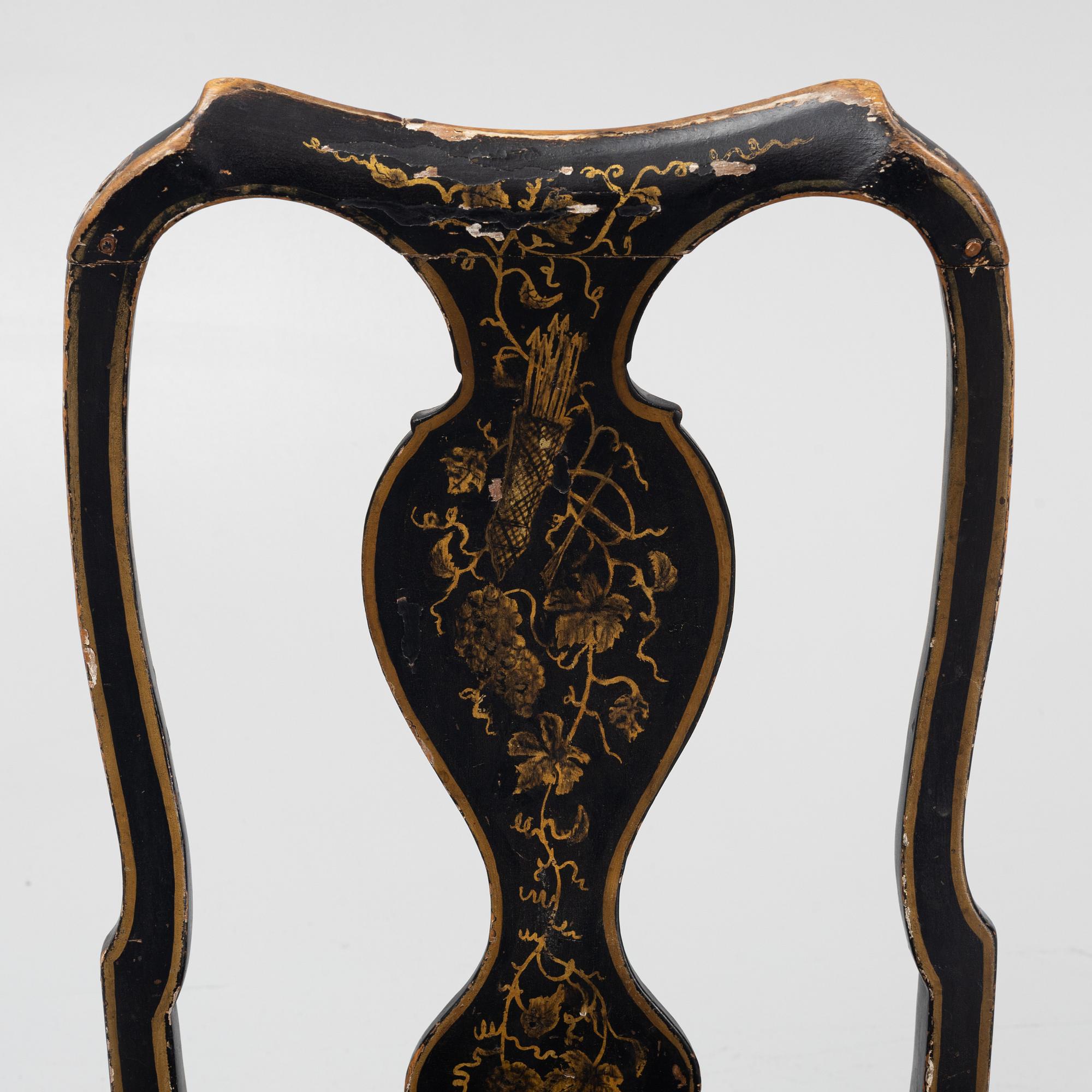 Two 18th century chairs, one Rococo and one Gustavian.