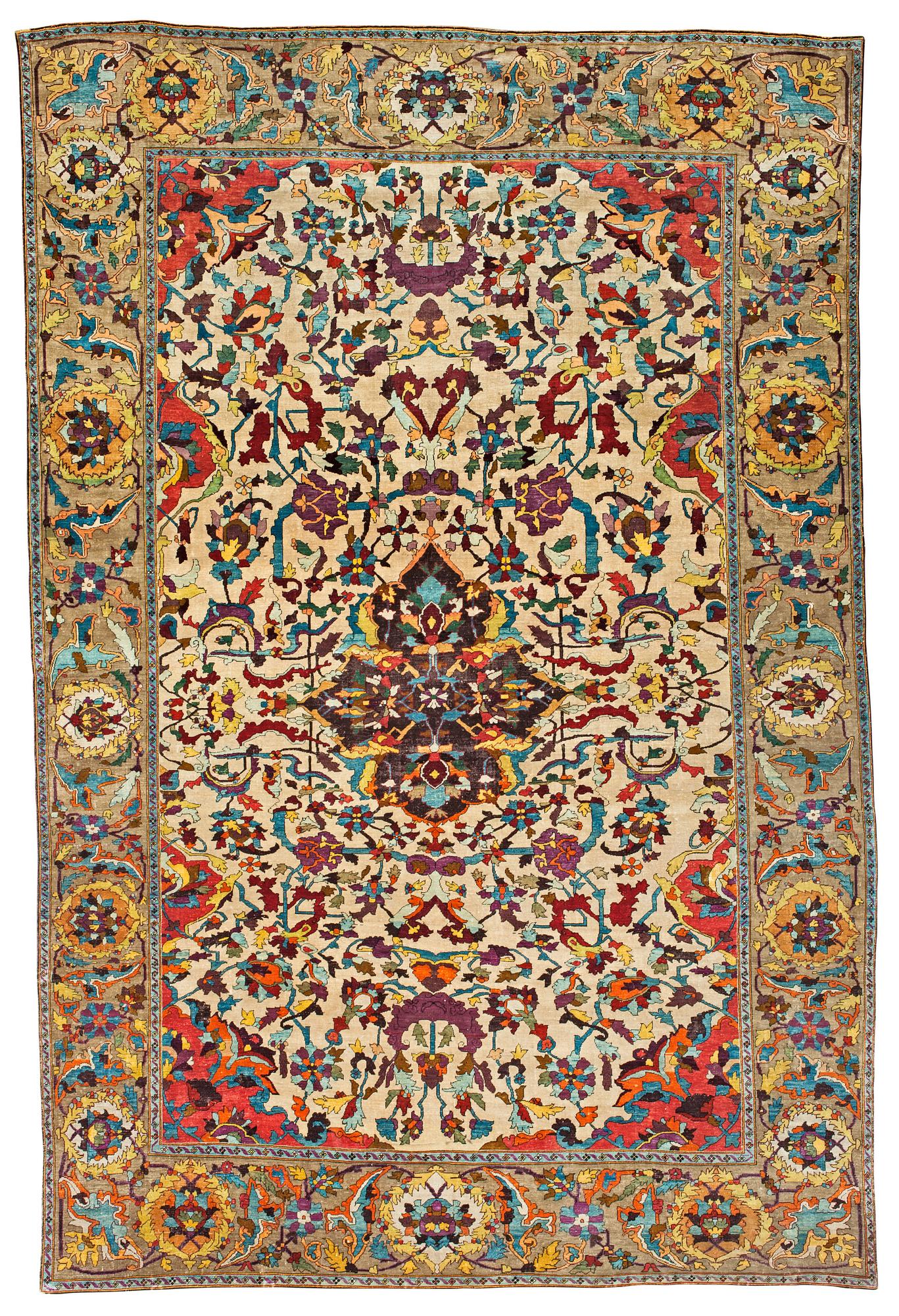 MATTA. Antik silke Keshan s.k. Motachem. 202,5 x 136,5 cm.