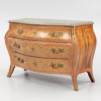 A Swedish rosewood parquetry and gilt brass-mounted rococo commode, Stockholm, later part 18th century.