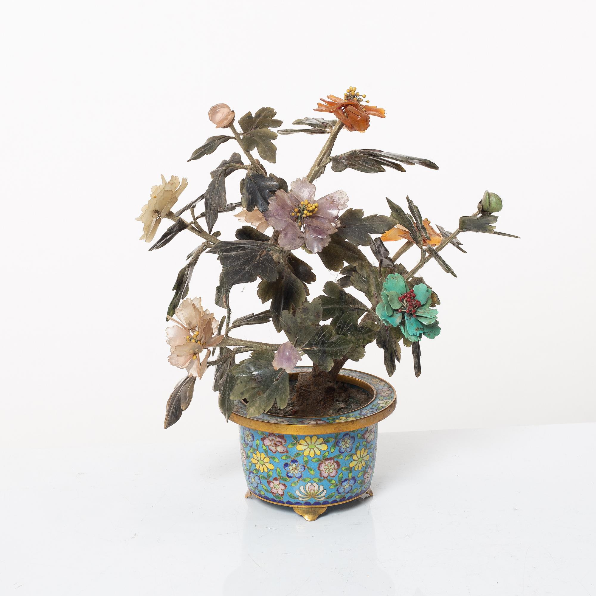 A Chinese stone and cloisonné decoration, 20th century.