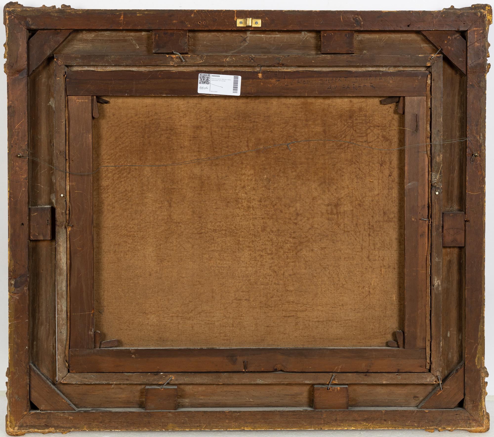 Okänd konstnär 1800-tal. Motiv med pojkar och hundar.