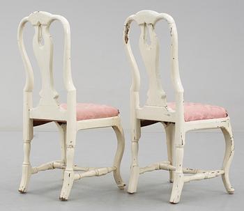 A pair of Swedish Rococo 18th Century chairs.