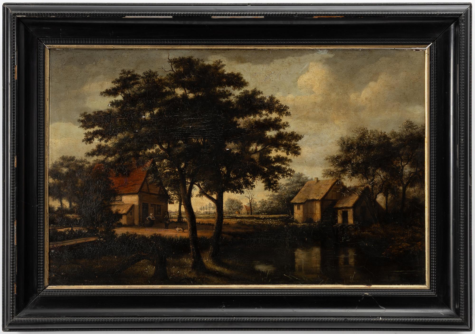 Meindert Hobbema, follower of, At the farmhouse.