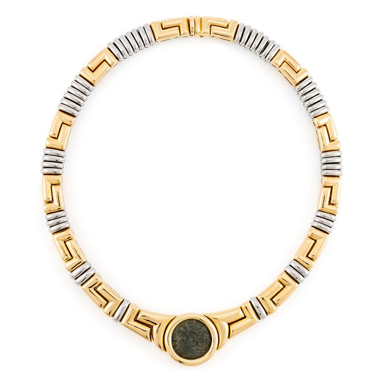 A Bulgari necklace "Monete" in 18K gold with an ancient coin.