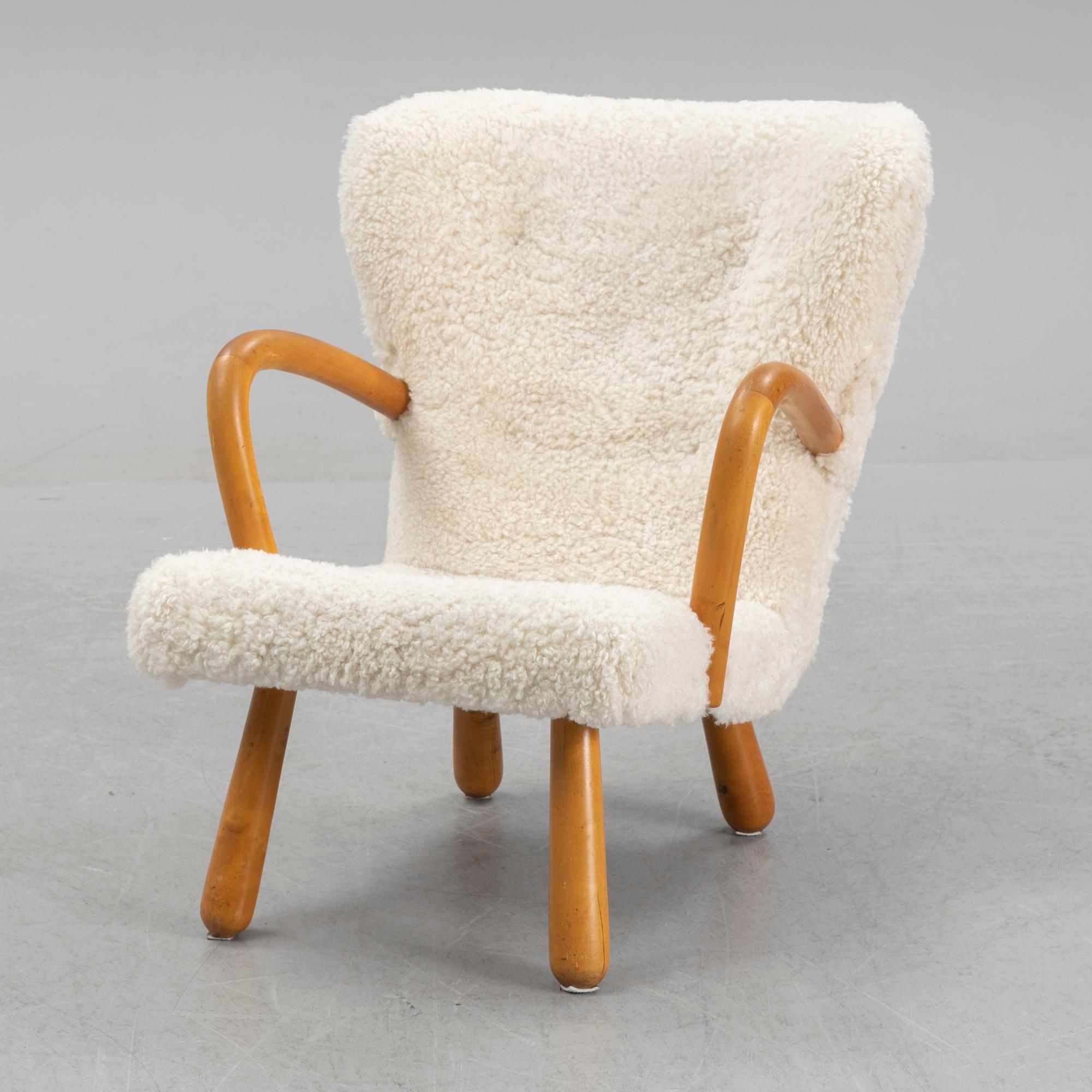 A shearling upholstered 'Åke' easy chair, IKEA, 1950s.