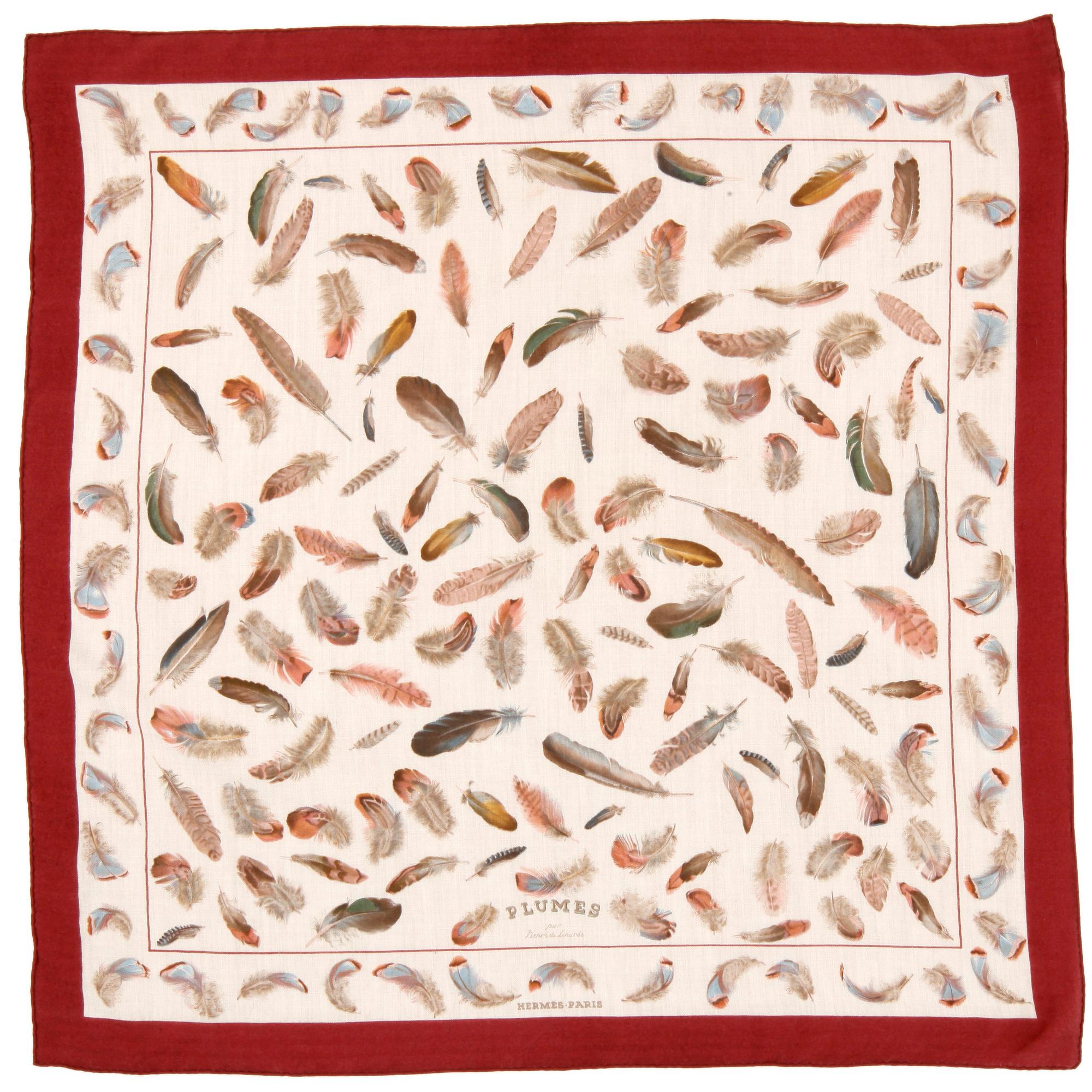 HERMÉS, a silk and cashmere shawl, "Plumes".