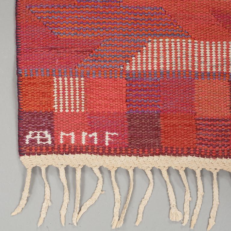 Barbro Nilsson, A CARPET, "Rödarp", flat weave, ca 247 x 190,5 cm, signed AB MMF BN.