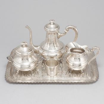 An Egyptian 20th century silver 5 piece tea-set, mark of Kairo 1940's.