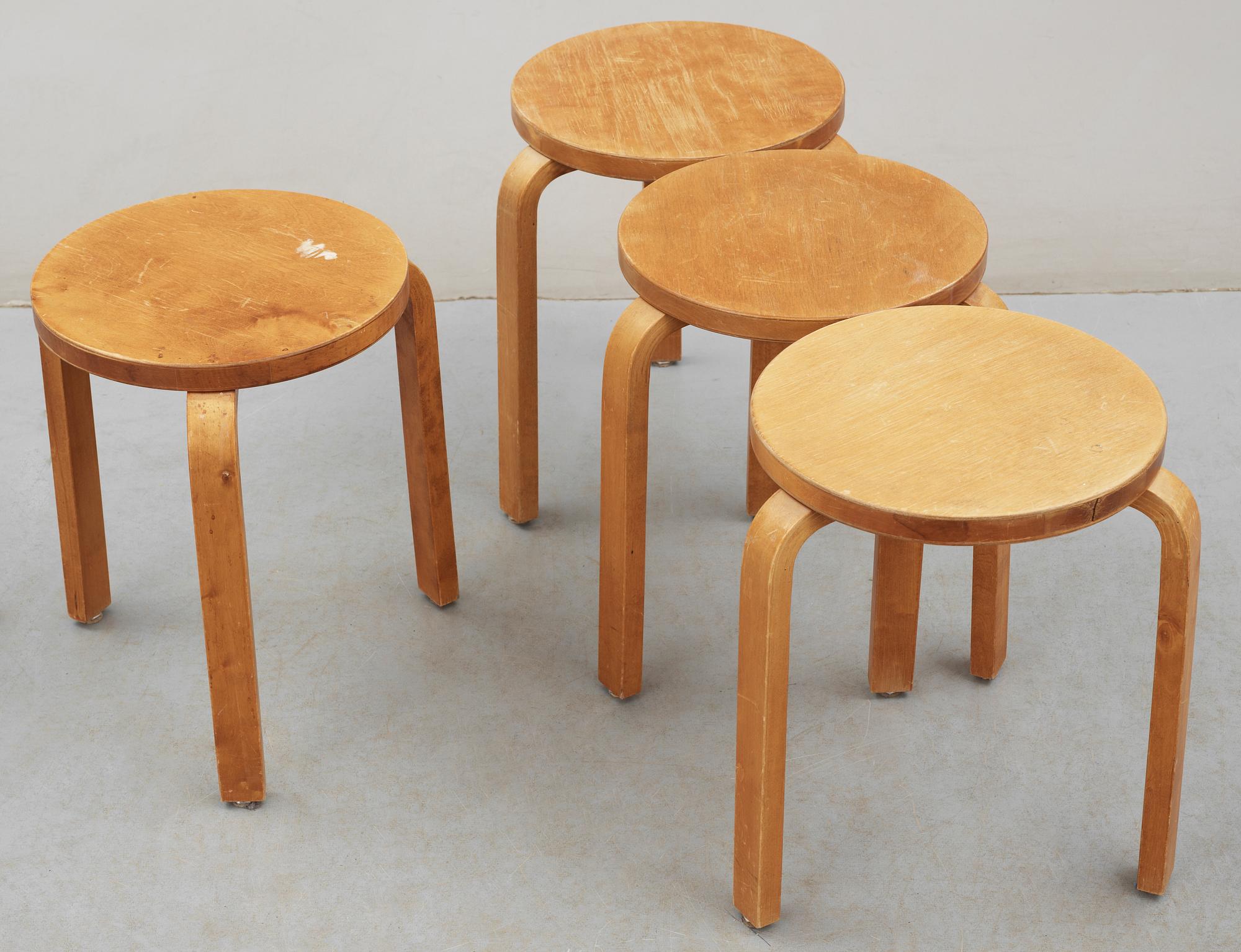 PALLAR, 4 st, modell "E 60", Alvar Aalto, Artek, formgiven 1932-33.