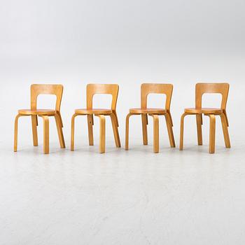 Alvar Aalto, a set of four model N65 children's chairs with table, Artek, Finland.