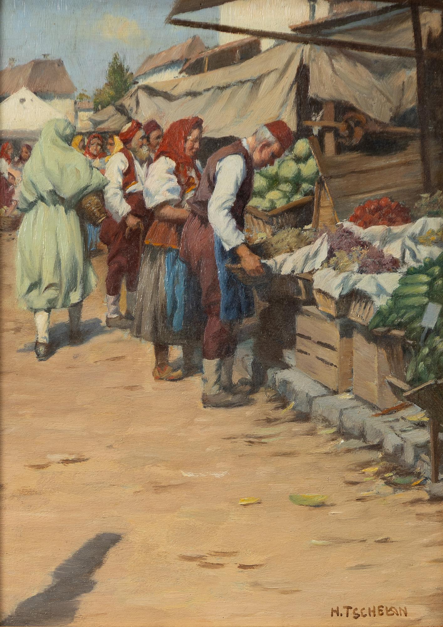 Hans Tschelan, På marknaden.