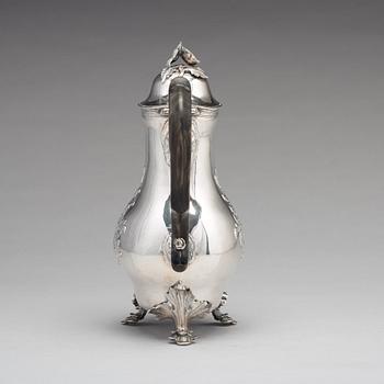 A Swedish 18th century silver rococo coffee-pot, mark of Peter Ohlijn, Karlskrona 1780.