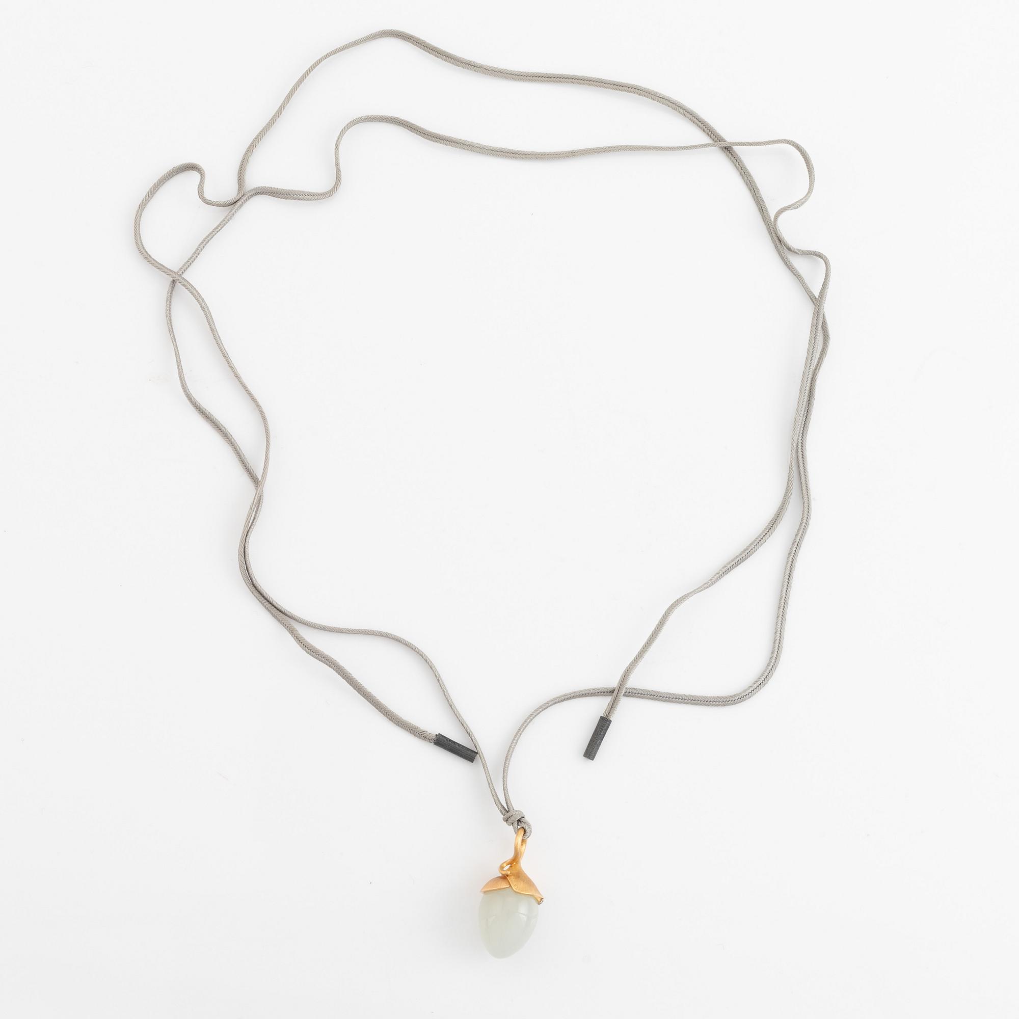 Ole Lynggaard, Charlotte Lynggaard, "Lotus" pendant, 18K gold with moonstone and brilliant cut diamonds.