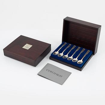 Jacob Ängman, a set of twelve 'Rosenholm' silver coffee spoons, jubilee edition, GAB, 1982.