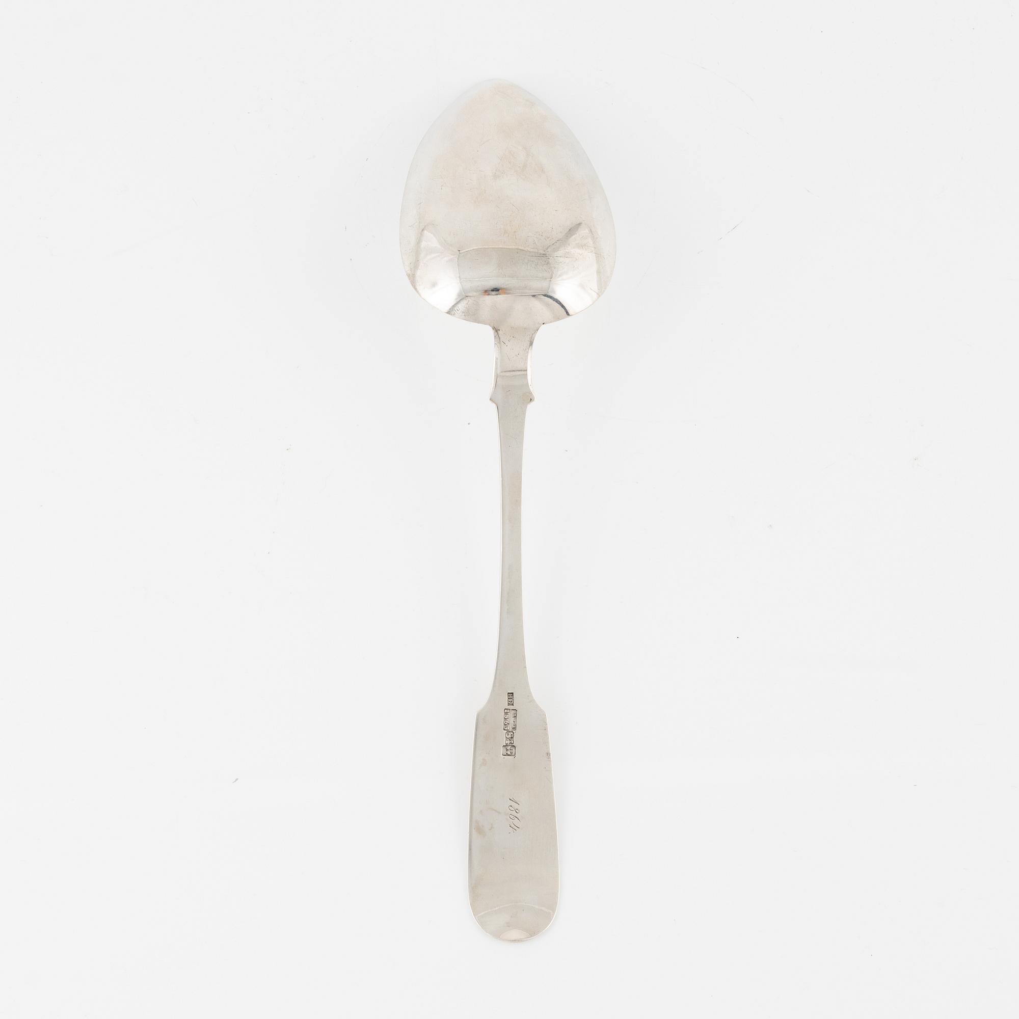 A Latvian Silver Serving Spoon, mark of JH Emke, Riga 1863.