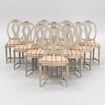 Ten Gustavian style chairs, second half of the 20th Century.