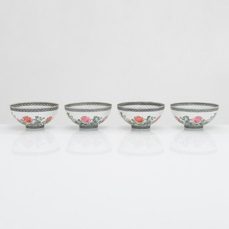 Skålar, 4 stycken, porslin, Kina, 1900-talets mitt.