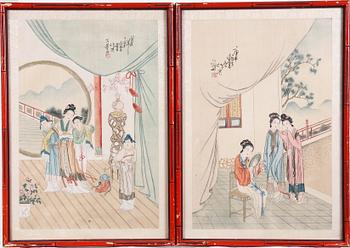 SIDENMÅLNINGAR, 2 st. ca. 1920, Kina.