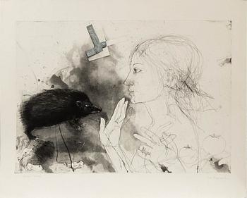 PG Thelander,  Kvinna med igelkott.