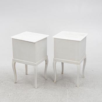 Bedside tables, a pair, first half of the 20th century.