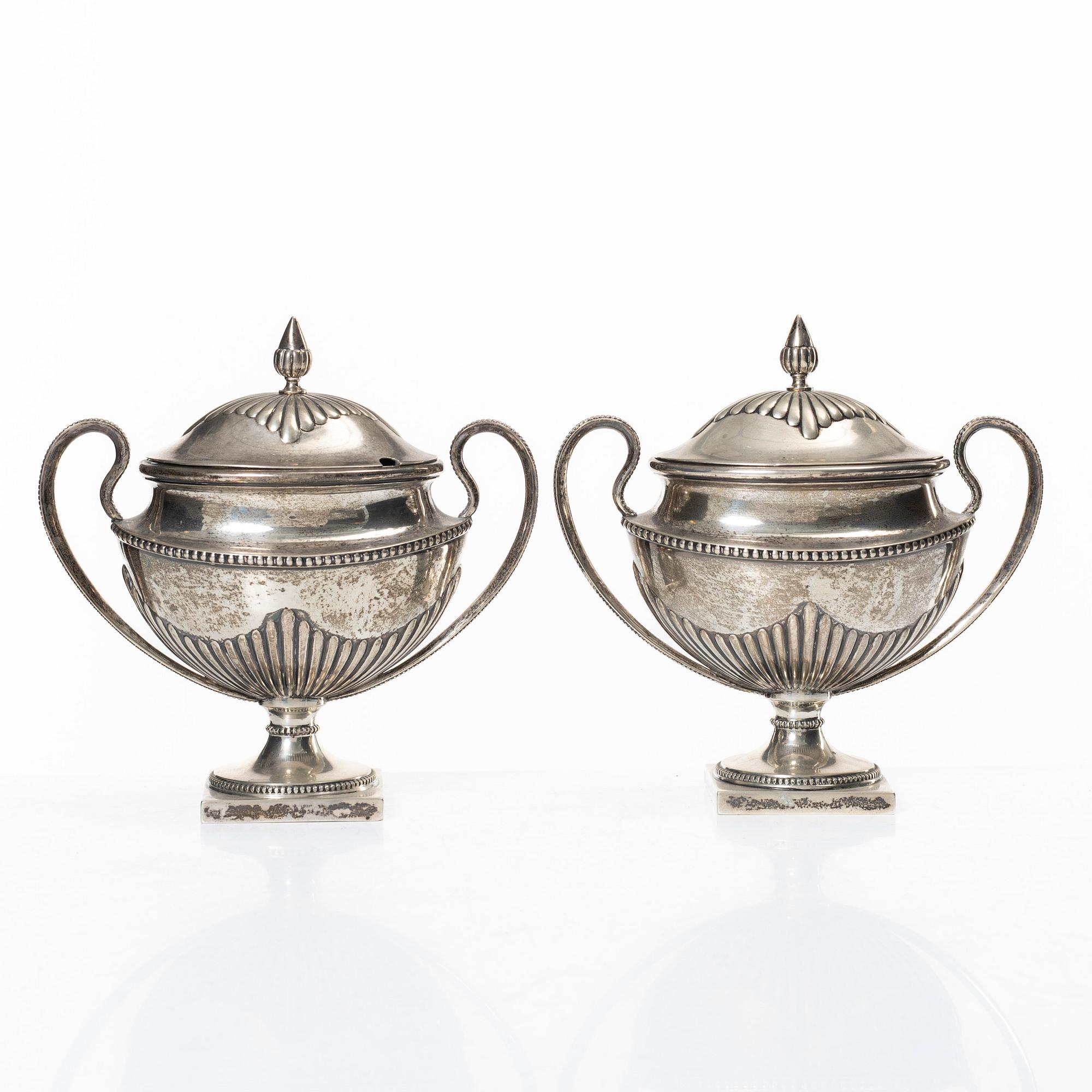 Sockerskålar, ett par, silver, GAB, 1909.