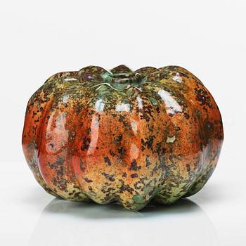 Hans Hedberg, a faience sculpture/ vase of a pumpkin, Biot, France.