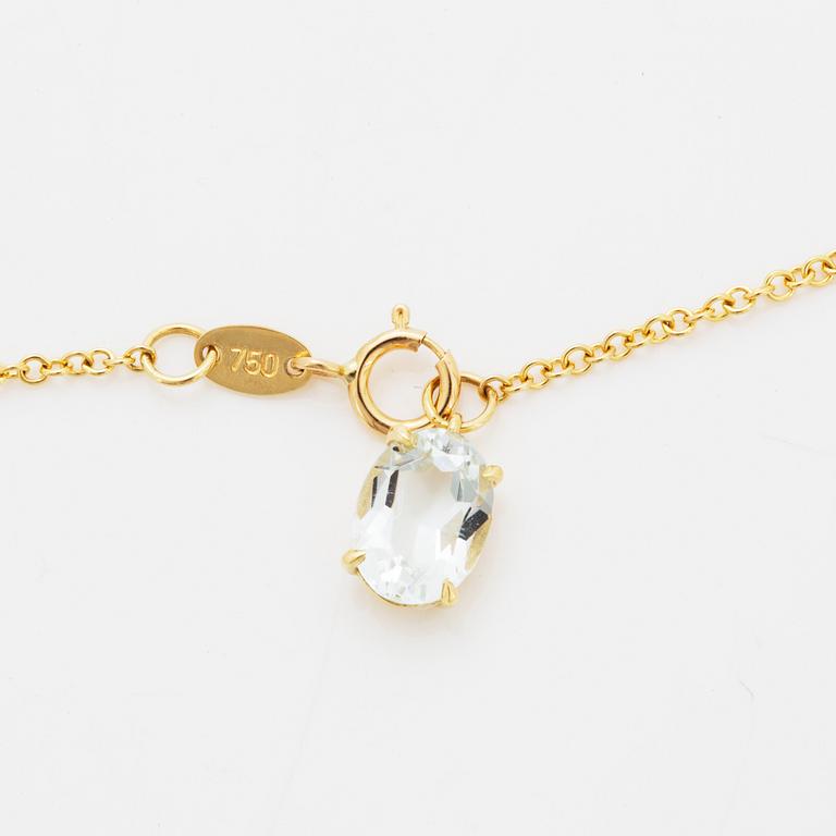 Collier, med runda fasettslipade akvamariner.