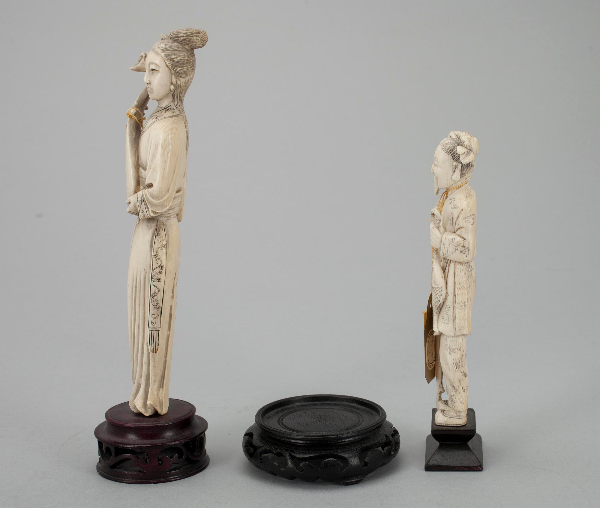 SKULPTUR 2 ST, ben, Kina, 1900-talets mitt.