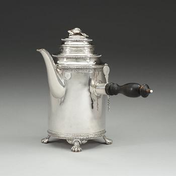 A Swedish 18th century silver coffee-pot, makers mark of Petter Eneroth, Stockholm 1791.