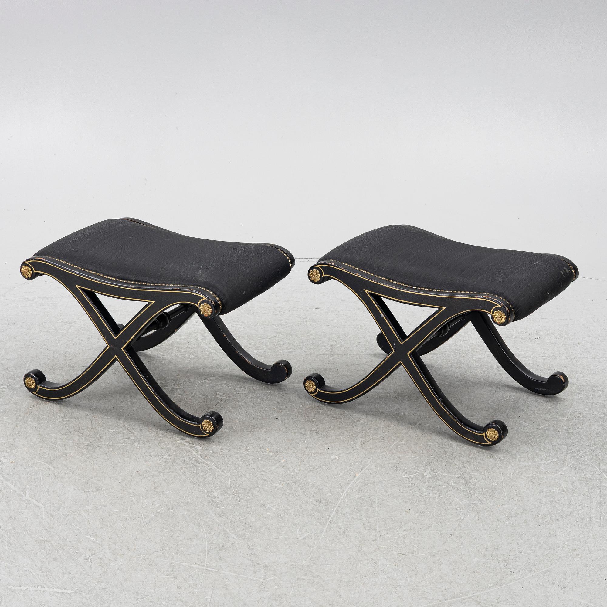 Stools, a pair, Empire style, second half of the 20th century.
