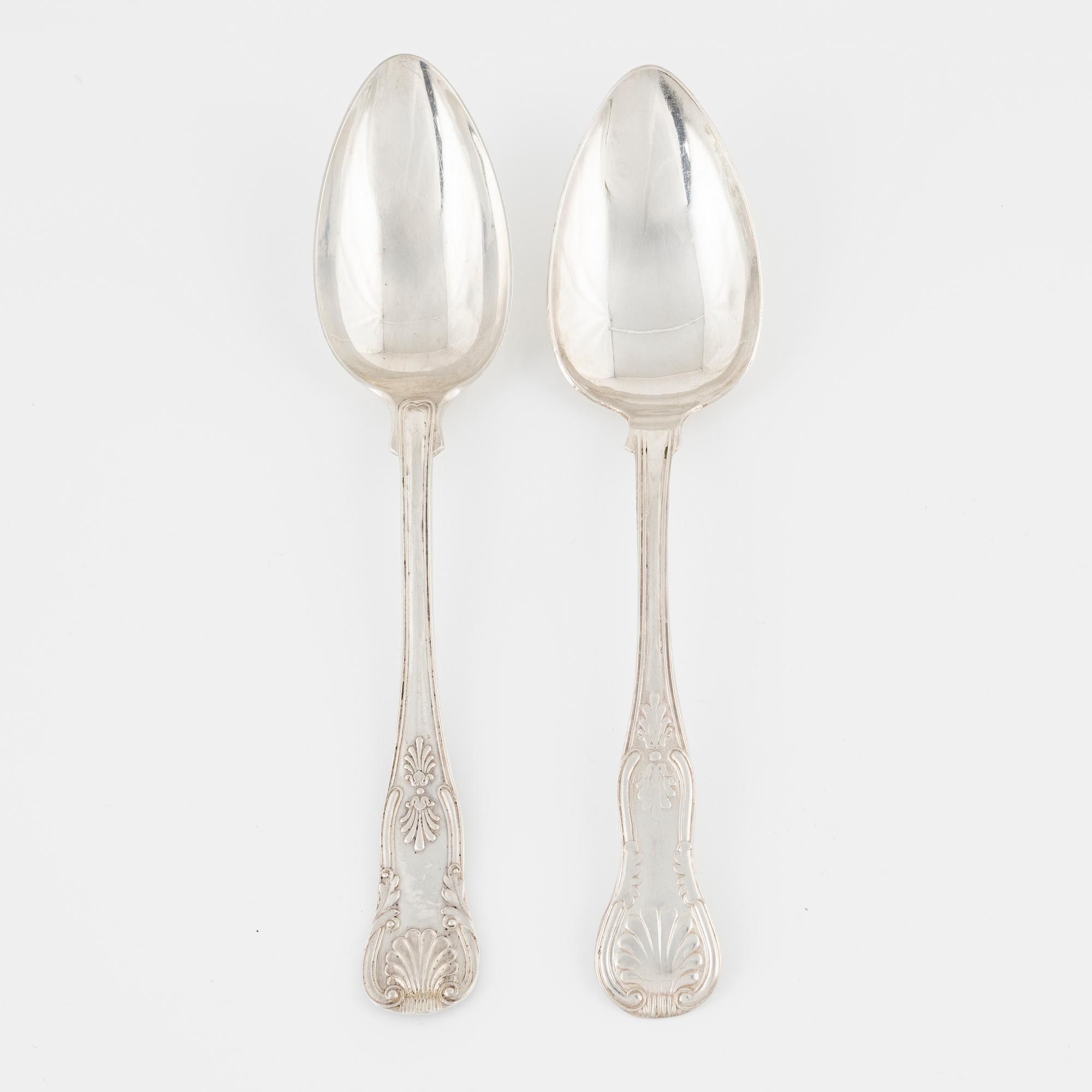 Nine silver spoons, different makers, mostly Swedish, 1857-1916.