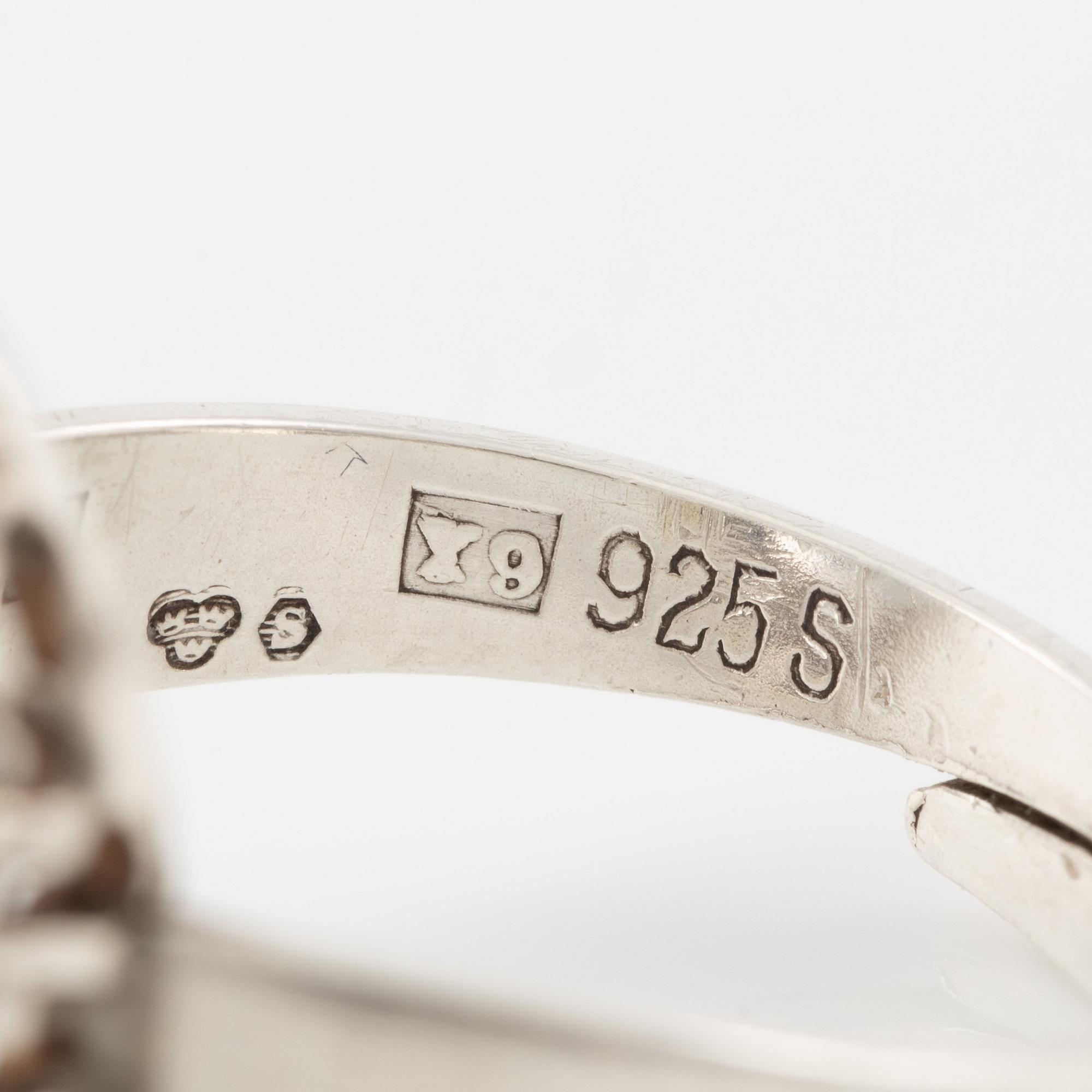 Bengt Hallberg, ring in sterling silver with rock crystal, Köping, 1973.
