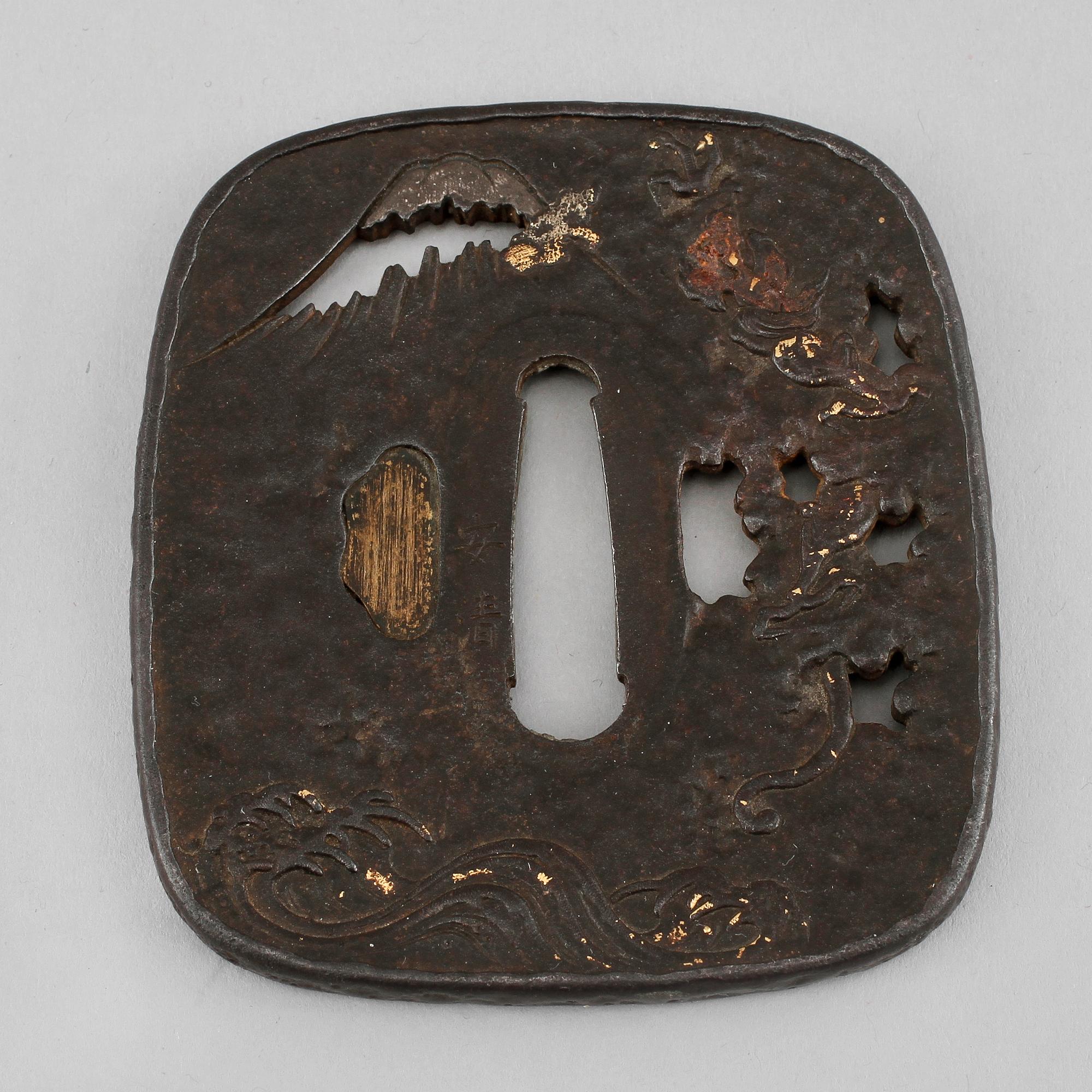 TSUBA, järn, Japan, tidigt 1900-tal.