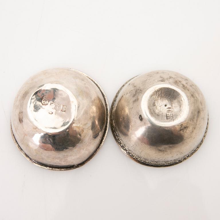 Four beakers, silver, Kristianstad, 18th/19th century.