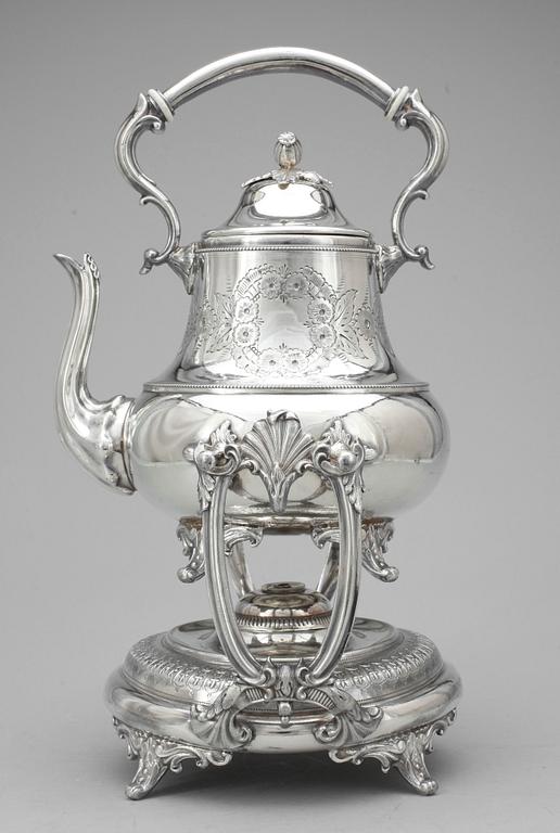 TEKANNA på RECHAUD, nysilver, Ryssland, 1900-talets början.