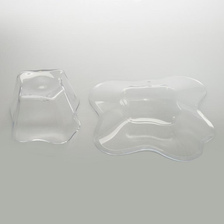 Alvar Aalto, art glass, two parts of the “Aalto Flower”, signed Alvar Aalto Iittala.