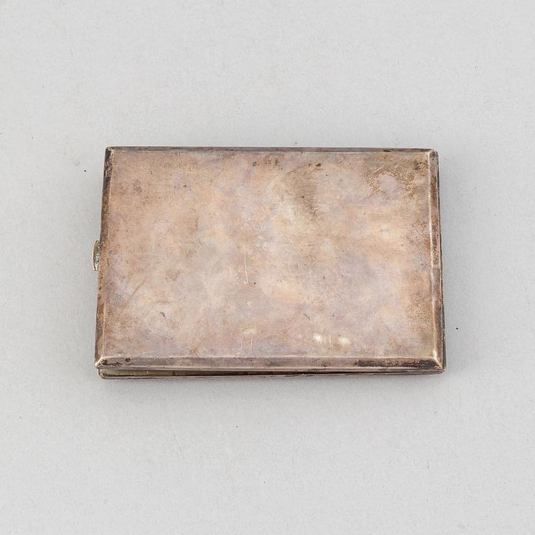 A Viennese silver cigarette case with a minature painting, Austria, around the year 1900.