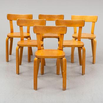 ALVAR AALTO, stolar, 6 st, modell 69, Aalto Möbler.